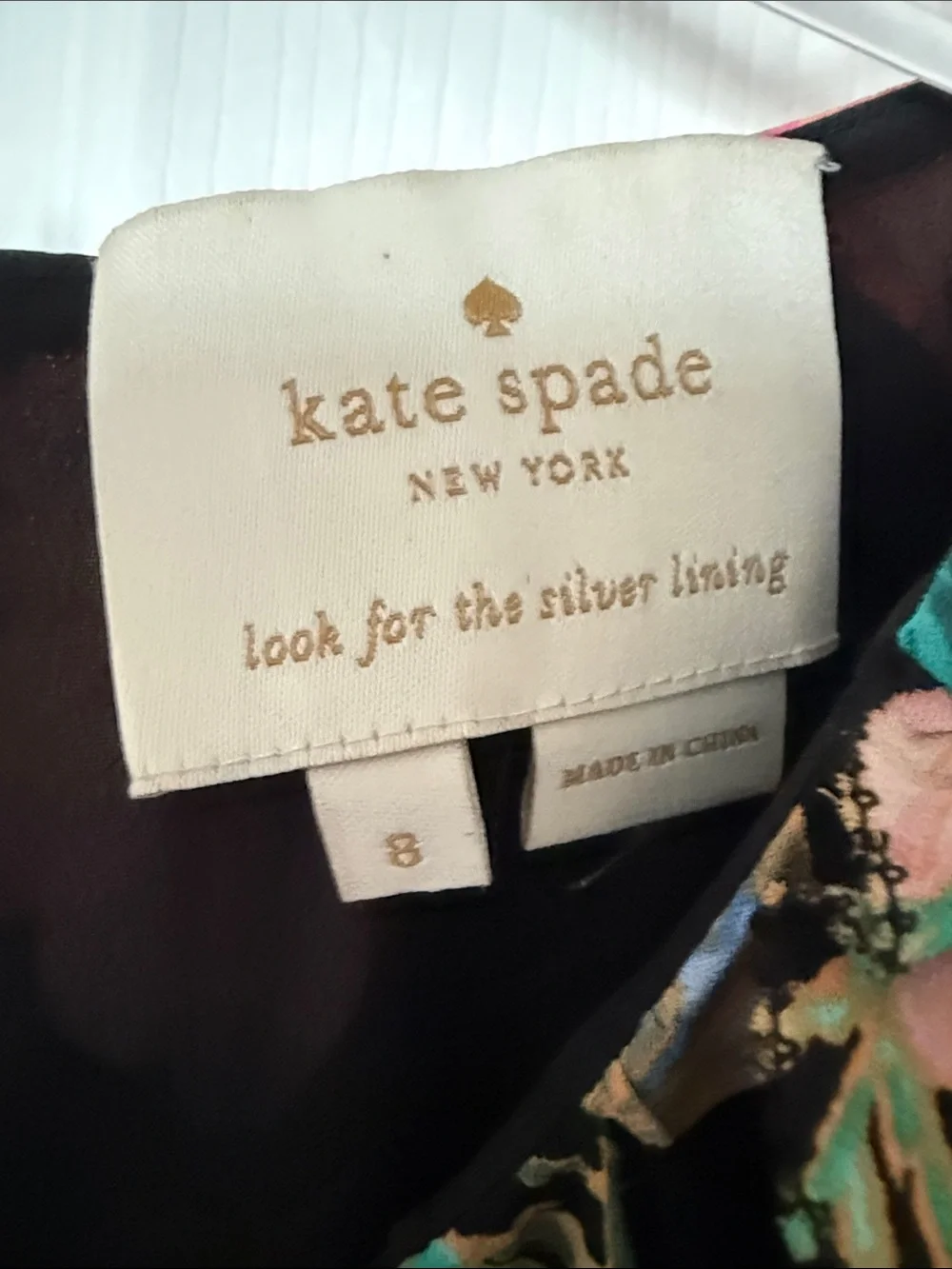kate spade Black Floral Midi Dress with Pink and Green Accents